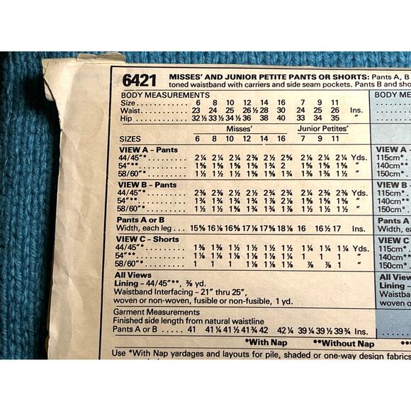 McCalls 6421 sewing pattern Pant straight leg shorts size 10 12 14 - Picture 4 of 6